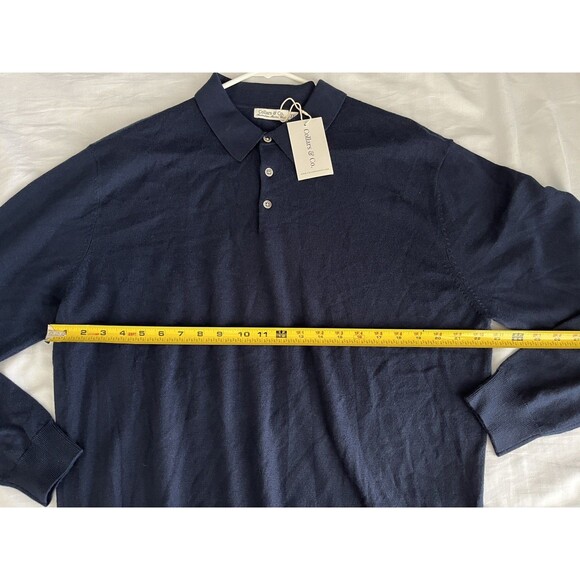 NEW Collars & Co Merino Wool Long Sleeve Polo Sweater Mens XXL Luxury Preppy - Picture 6 of 8